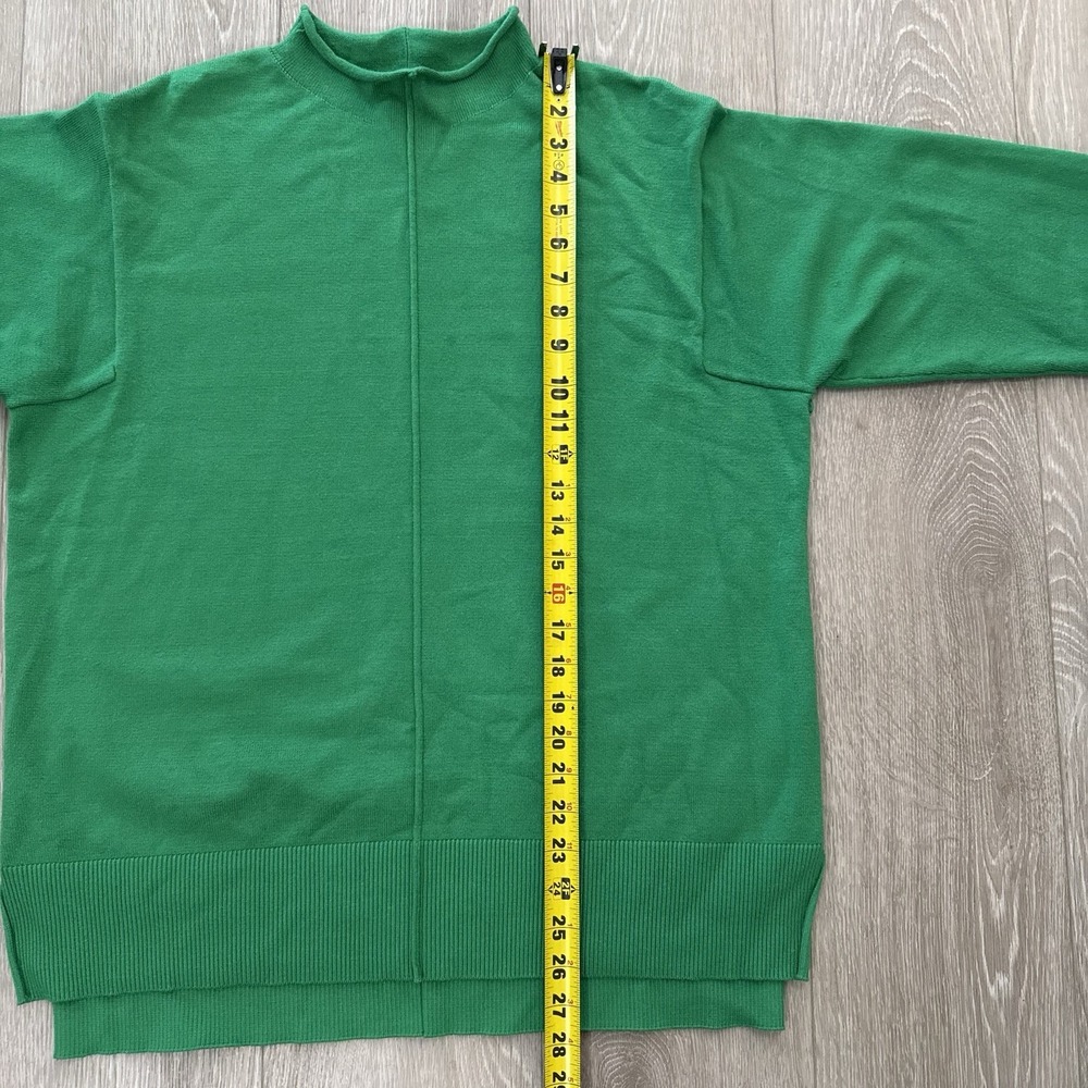 Kelly Green Sweater Mock Neck Size XL Pullover Long Sleeve Knit Details - Picture 3 of 8